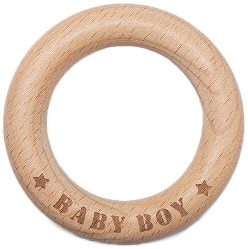 Durable Wooden Teether Ring Baby Boy