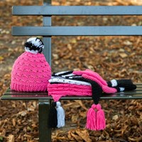 Yarn and Colors Black White and Bright Hat