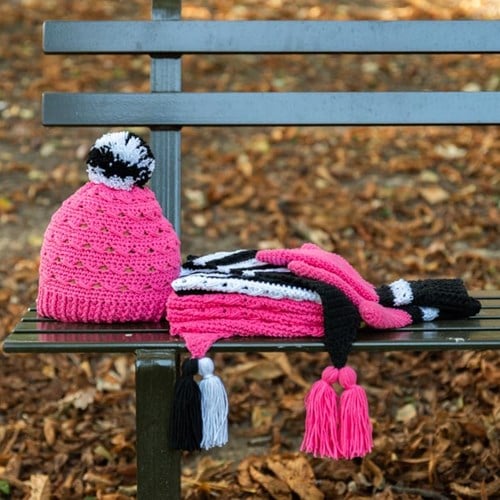 Yarn and Colors Black White and Bright Hat