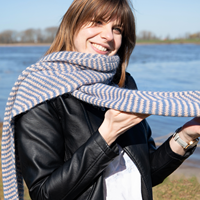 Stripes Scarf Silk Knit kit 001 Blue & Pink-3