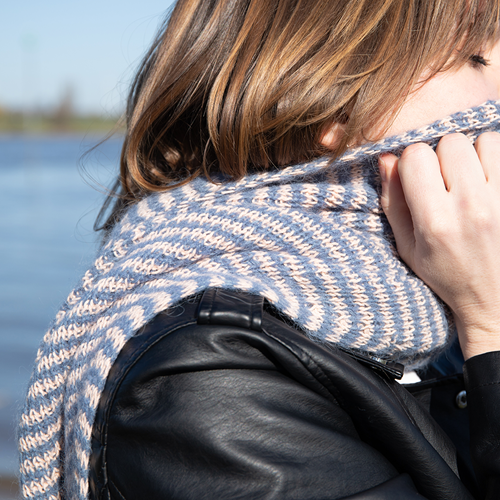 Stripes Scarf Silk Knit kit 002 Grey & Blue-2