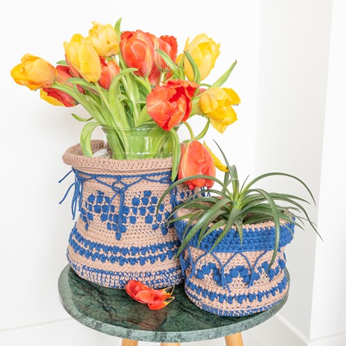 Crochet Pattern Yarn and Colors Boho Plant Baskets-2