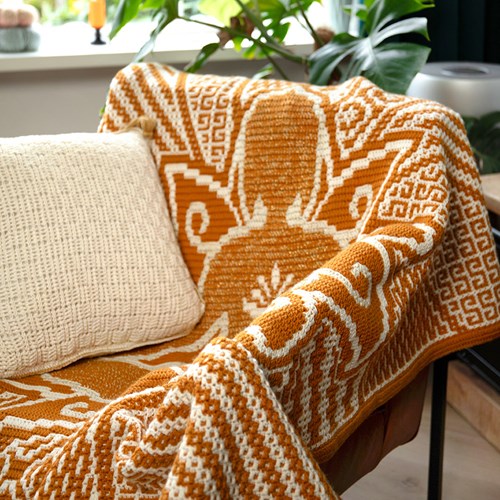 Beaming Buddha Blanket Gold Crochet Kit - With Digital Pattern-3