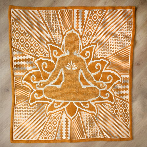 Beaming Buddha Blanket Gold Crochet Kit - With Digital Pattern