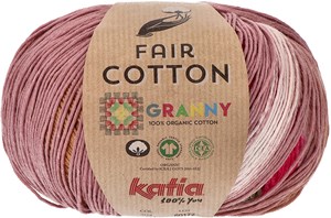 Katia Fair Cotton Granny Gomitoli 150g/465m - Colore 305 Azzurro/Lilla/Rosa/Beige - Cotone Biologico