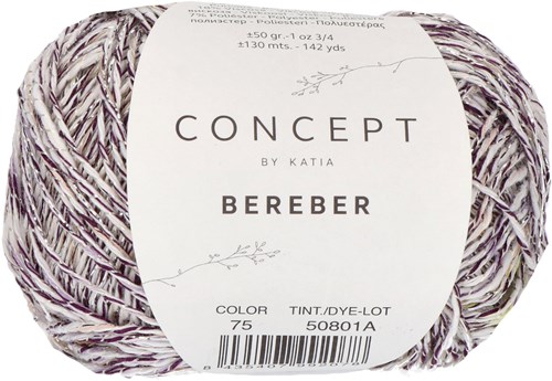 Katia Bereber 75 Citron Yellow / Medium Purple / Dark Lilac / White