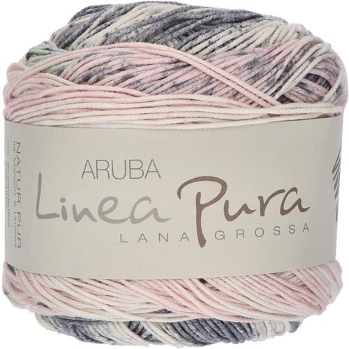 Lana Grossa Aruba 014 Raw White / Rose / Grey / Dark Grey / Subtle Green
