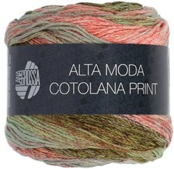 Lana Grossa Alta Moda Cotolana Print 102 Dark olive / olive / gray green / gray / burgundy / salmon