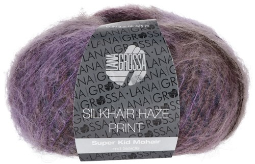 Lana Grossa Silkhair Haze Print 1215 Petrol Blue / Red Violet / Purple / Gray Brown