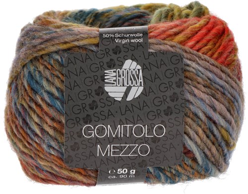 Lana Grossa Gomitolo Mezzo 130 Olive/light petrol/dark petrol/purple/yellow/terracotta/dark red/wine red/orange/mint