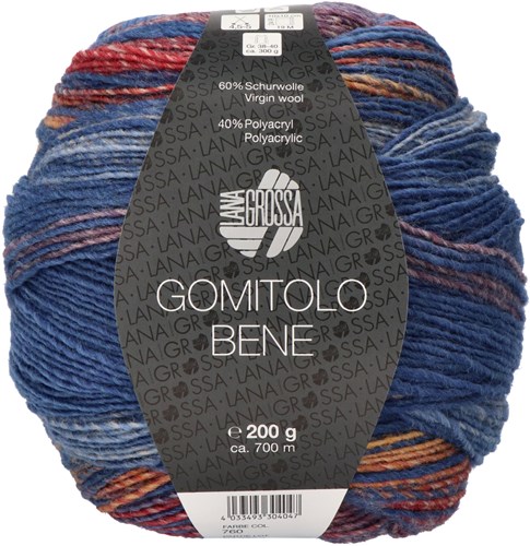Lana Grossa Gomitolo Bene 760 Ochre/navy/light blue/gray blue/gray/rust