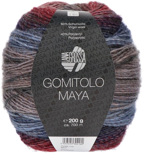 Lana Grossa Gomitolo Maya 857 Bordeaux/gray brown/taupe/gray blue/pigeon blue/navy/night blue