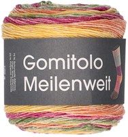 Lana Grossa Gomitolo Meilenweit 4011 yellow/orange/light green/pink/ecru/salmon