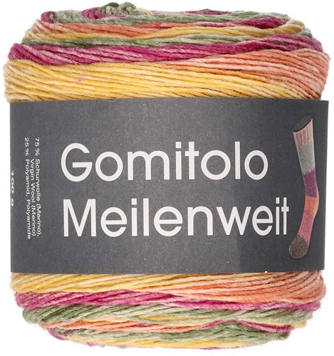 Lana Grossa Gomitolo Meilenweit 4011 yellow/orange/light green/pink/ecru/salmon