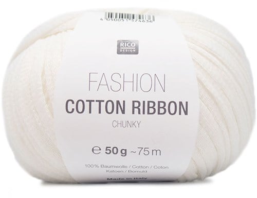 Rico Fashion Cotton Ribbon Chunky 01 White