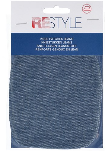 Restyle Knee Patches Jeans 10 cm x 9 cm Iron-On 210 Denim Blue