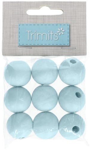 Trimits Wooden Round Beads 25 mm 04 Pale Blue (9 pieces)