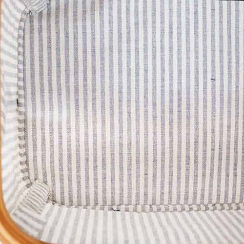 Storage Box Foldable Canvas and Bamboo Grey Striped-2