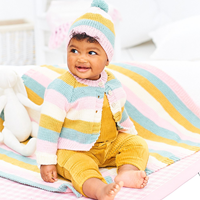 Knitting pattern Stylecraft Sweet Dreams Baby Cardigan, Hat & Blanket