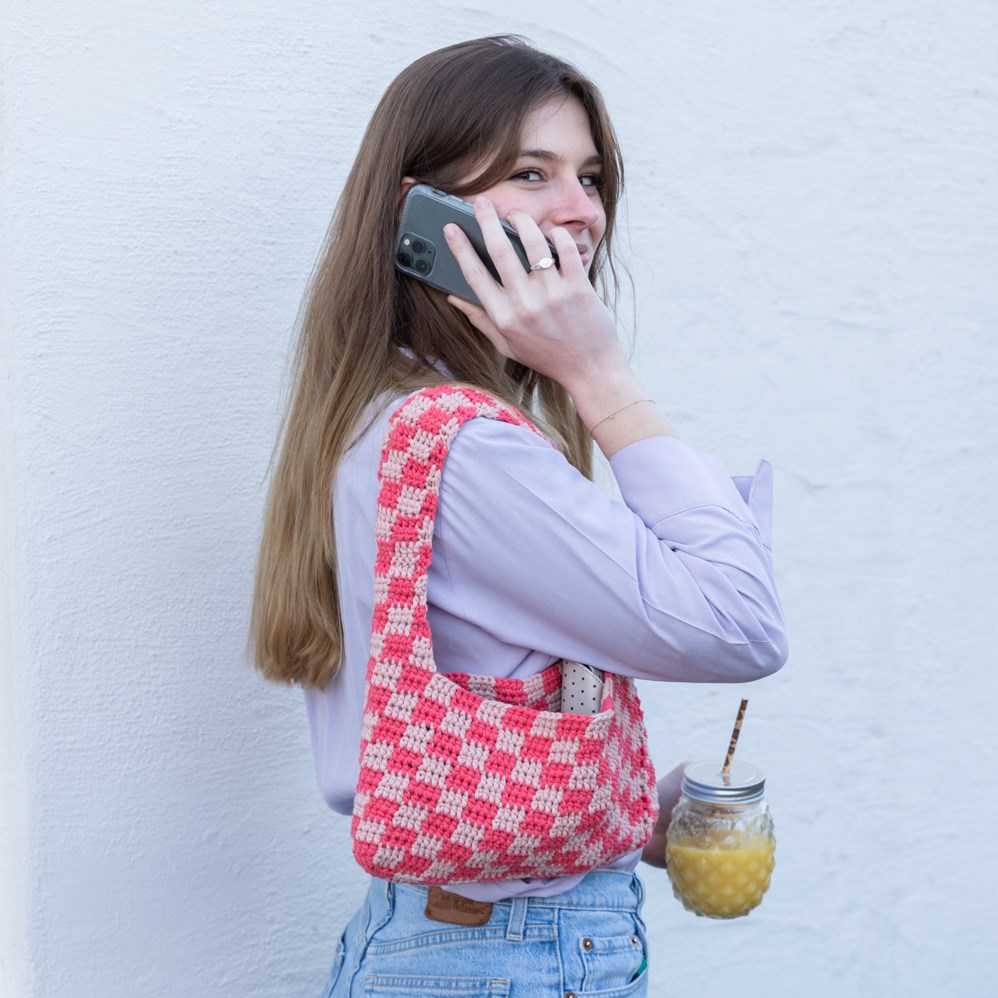 Trendy crochet checkered bag tutorial 