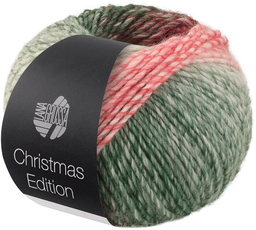 Lana Grossa Christmas Edition Big 0201 Braam/donkerrood/rood/lichtrood/ecru/wit-/donker-/zwartgroen verloopgestreept