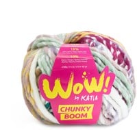 Katia WOW - Chunky Boom 302 Chewing Gum Pink-Pearl Purple-Lemon Yellow