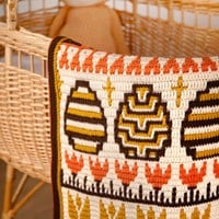 Rosinaplane - Babyversie Spring into easter blanket Retro Haakpakket - Inclusief Digitaal Patroon