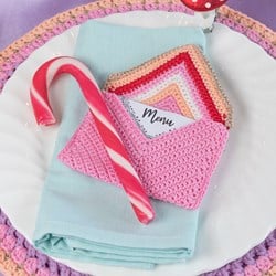 Crochet Pattern Yarn and Colors Colorful Christmas Menu Holder