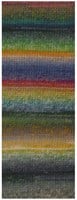 Lana Grossa Colorissimo 202 Erica, light and dark green, olive, orange, wine red, grey violet, grey blue, ochre, dark brown-2