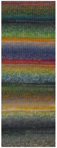 Lana Grossa Colorissimo 202 Erica, light and dark green, olive, orange, wine red, grey violet, grey blue, ochre, dark brown-2