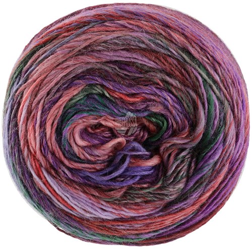 Lana Grossa Colorissimo 212 Purple, blue and dark violet, aubergine, grey and reseda green, pink, grey