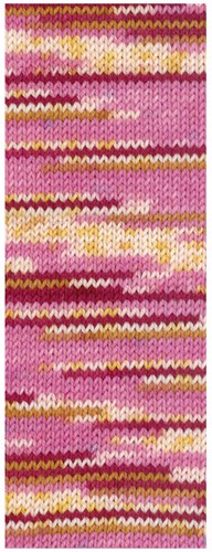 Lana Grossa Cool Wool 4 Socks Print 3 7201 Pink/Wine Red/Ecru/Yellow/Camel-2