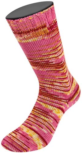 Lana Grossa Cool Wool 4 Socks Print 3 7201 Pink/Wine Red/Ecru/Yellow/Camel-3