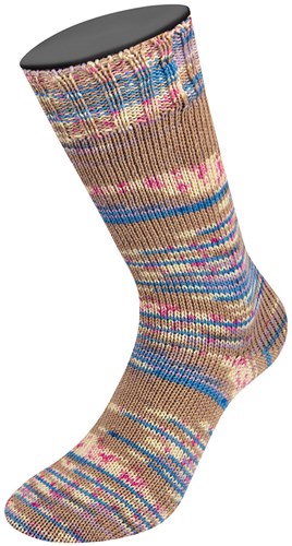 Lana Grossa Cool Wool 4 Socks Print 3 7203 Beige/Cornflower/White/Pink/Purple-3