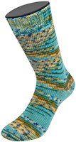 Lana Grossa Cool Wool 4 Socks Print 3 7205 Turquoise/Opal Green/Yellow Orange/White/Light/Cobalt Blue-3