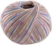 Lana Grossa Cool Wool 4 Socks Print 3 7203 Beige/Cornflower/White/Pink/Purple