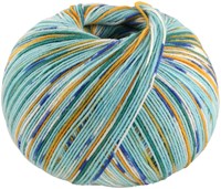 Lana Grossa Cool Wool 4 Socks Print 3 7205 Turquoise/Opal Green/Yellow Orange/White/Light/Cobalt Blue