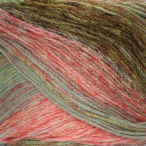 Lana Grossa Alta Moda Cotolana Print 102 Dark olive / olive / gray green / gray / burgundy / salmon-3