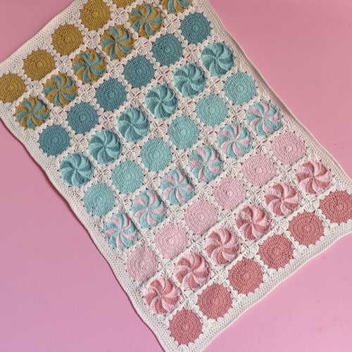 Crochet Pattern Yarn and Colors Circles and Spirals Blanket-3