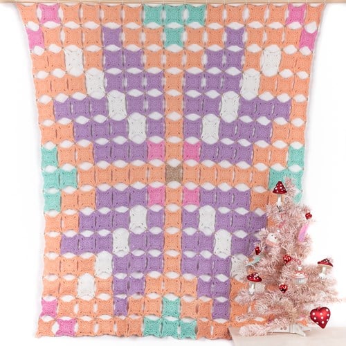 Crochet Pattern Yarn and Colors Colorful Christmas Wall Hanging