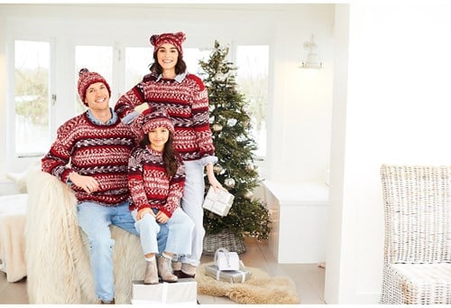 Stylecraft knitting pattern Easy Fair Isle Sweater and Hats