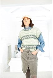 Stylecraft knitting pattern Easy Fair Isle Effect Round, V Neck Tank Tops & Snood