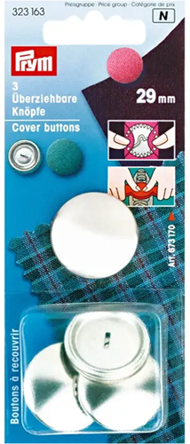 Prym Cover Buttons Without Mold Silver 29 mm