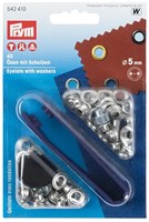 Prym Eyelets with Washers Silver 5 mm