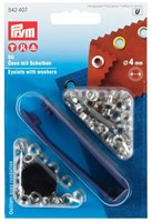 Prym Eyelets with Washers Silver 4 mm