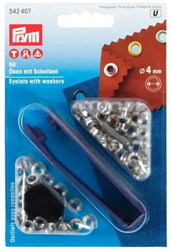 Prym Eyelets with Washers Silver 4 mm