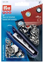Prym Eyelets with Washers Silver 8 mm