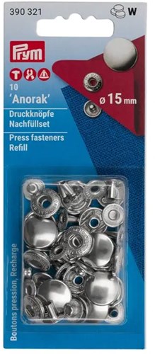 Prym Refill No-Sew Snap Fasteners 15mm 01 Silver