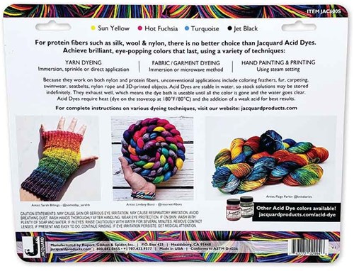 Jacquard Wool dyeset incl. citric acid Yellow, Turquoise, Red & Black-3