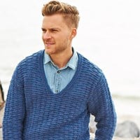 Knitting Pattern Stylecraft Life Aran No. F052 Men’s V-Neck Sweater